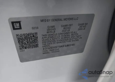 2019 Chevrolet Malibu Lt from USA, damaged, VIN 1G1ZD5ST5KF180245